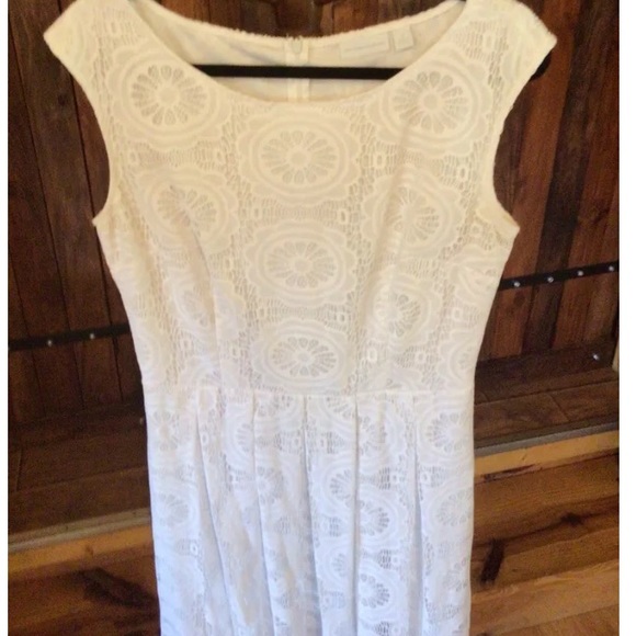 New York & Company A-Line Dress Women's 10 Sleeveless White Lined Lace Trim - Picture 6 of 14